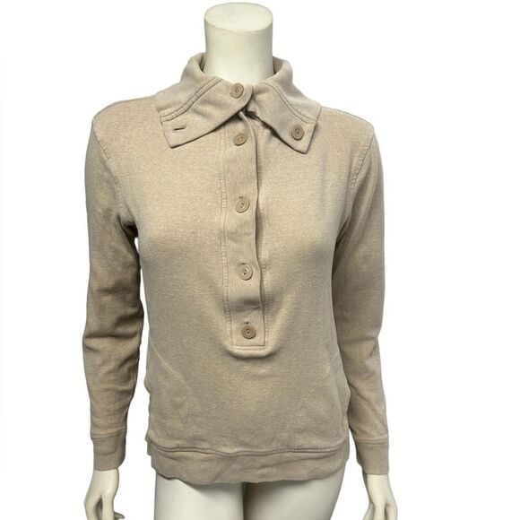 Banana Republic Oatmeal Tan Long Sleeve Turtleneck Top Neutral Winter Shirt - Picture 1 of 7
